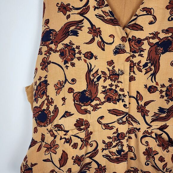 Outback Red Vintage Bird Pattern Tan Vest Size L - Picture 3 of 8